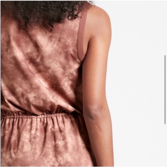 Athleta Printed Rincon Dress Sz S Evian Earth Rose Drawstring Waist Sleeveless - Picture 2 of 5